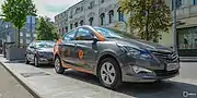 Hyundai Solaris branded by Delimobil, the second largest carsharing operator in Russia after Yandex.Drive