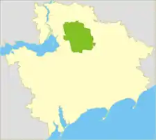 Orikhiv Raion (green) within Zaporizhzhia Oblast.