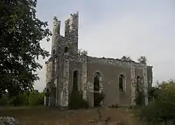 Deringaj, serb orthodox church "Dormition of the Mother of God", ruined in World War II