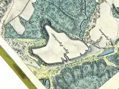 Khotiv hillfort (captioned as "Гора Городище" - "Mount Hillfort") on the map by General Staff of the Russian army, 1842.