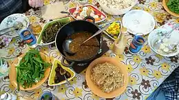 Abgoosht with various side dishes in Armenia