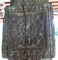 Panavitiya ambalama wood panel carving- An ornate carving of a lotus flower in one of the wooden pillars in Panavitiya Ambalama (November 2019)