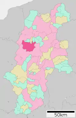 Location of Azumino in Nagano Prefecture