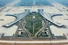 Chengdu Tianfu International Airport main building and runways.