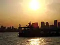 A ferry sailing towards Qichangzhan Ferry terminal