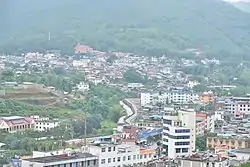 Skyline of Wanding - Pang Hseng, the town of Pang Hseng is on the upper left of the image.