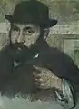 Bust man with soft hat, by Degas