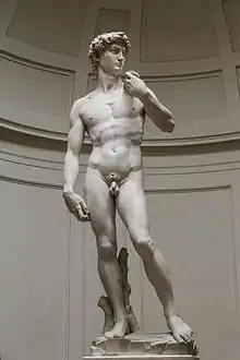 Image 61David, by Michelangelo (Accademia di Belle Arti, Florence, Italy) is a masterpiece of Renaissance and world art. (from Culture of Italy)