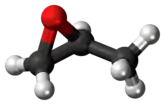 Ball-and-stick model of the propylene oxide molecule