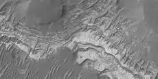 Close-up of layers in Lotto Crater, as seen by HiRISE under HiWish program