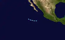 A track map of Tropical Depression Six-E