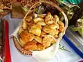 Fried cabbage dumplings with caraway lemberger Art (pierogi ruskie)