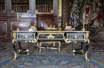 Desk of Nicolas Fouquet by André-Charles Boulle at the Chateau of Vaux-le-Vicomte