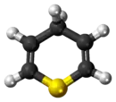 Ball-and-stick model of the 1,4-thiapyran molecule