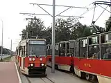 Konstal 105Na trams on Niepodległości (Independence) Avenue