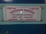 11093 Mahanagri Express nameboard