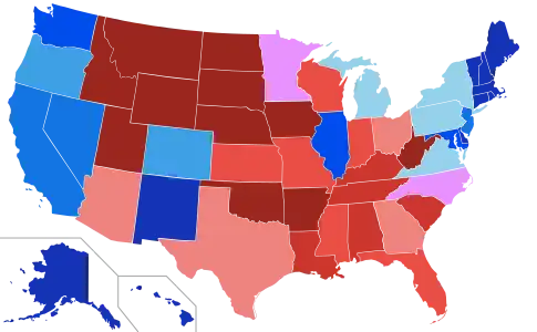 House seats by party holding majority in state