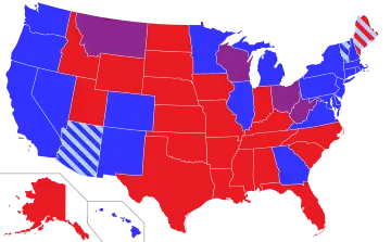 Map of the Senate composition by state and party, as of Jan 3, 2023