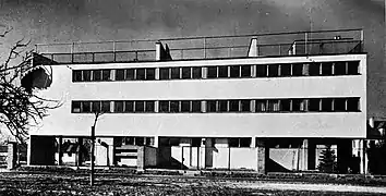 Bohdan Lachert villa with roof garden (1929) in Warsaw. The house was considered as the best implementation of so-called villa architecture at the time in Warsaw (opinion by professor Lech Niemojewski in 1929). It's the house inspired by the form of ocean liner.