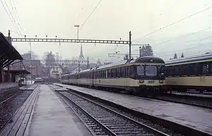 Electric multiple unit in railroad yard