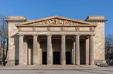 Neoclassical columns of the Neue Wache, Berlin, by Karl Friedrich Schinkel and Salomo Sachs, 1816