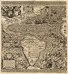 Image 46The 1562 map of the Americas, created by Spanish cartographer Diego Gutiérrez, which applied the name California for the first time. (from History of California)