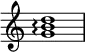 
{
\override Score.TimeSignature #'stencil = ##f
\relative c'' { 
  \clef treble 
  \time 4/4 
  <g b d>1\arpeggio
} }
