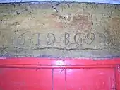 The marriage stone lintel at 'The Hill' farm, Dunlop, East Ayrshire.