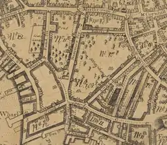 Detail of 1769 map of Boston, showing extent of Summer Street from Washington Street to Sea Street