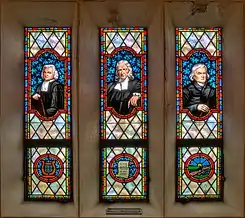 Stained glass window honouring the Wesleys and Asbury, at Lake Junaluska, North Carolina