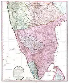 1800 map of the Indian peninsula and Ceylon