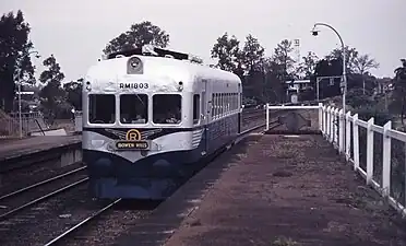 Queensland Railways 1800 Class railmotor 1803 at Auchenflower Queensland 23 Aug 1976