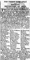 Advertisement for exhibit of European masters, 1821