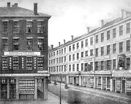 Cornhill, c. 1836. Shows shops of Light & Horton; Gerry & Burt; George W. Light; Peck & Co.; William Peirce; etc.