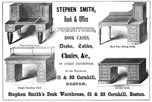 Advertisement for Stephen Smith's Desk Warehouse, 1854