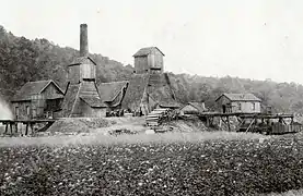 Temporary installations for drilling the Chanois shaft.