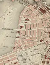 Detail of 1883 map of Boston, showing extent of Charles St.