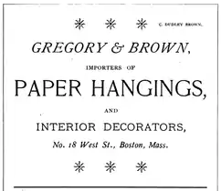 Advertisement, Gregory & Brown, West St., Boston, 1887