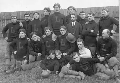 Image 191897 Latrobe Athletic Association football team: The first entirely professional team to play an entire season. (from History of American football)