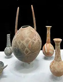 Image 32Red-polished ceramics from Enkomi, 1900–1725 BC. St. Barnabas Archaeological Museum, Salamis, Cyprus (from History of Cyprus)