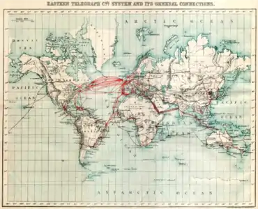 World map of telegraph density