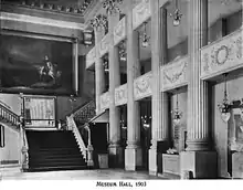 Photo of columns and a staircase inside the Boston Museum