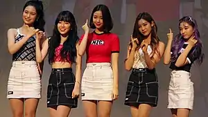 Busters in July 2019 From left to right
Jisoo (former), Minji, Chaeyeon (former), 
Hyungseo (former) and Yeseo (former)