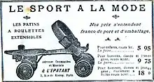 An advertisement for an early 20th-century model which fit over regular shoes