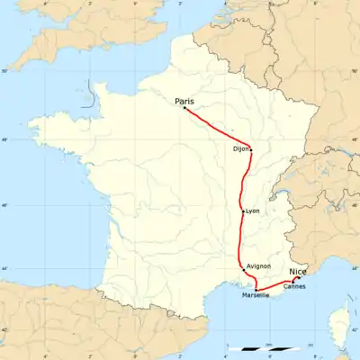 The 1933 Paris–Nice route.