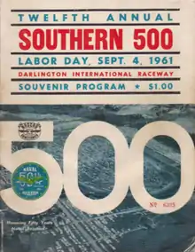 The 1961 Southern 400 program cover, celebrating the 50th anniversary of naval aviation.