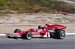 Fittipaldi driving the Lotus 72 at the Nürburgring in 1971