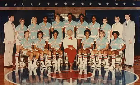 A photograph of the Louisiana Tech women's basketball team which won the first NCAA division I women's basketball tournament