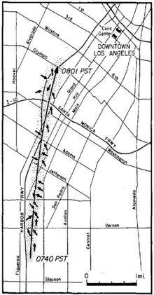 Map showing the tornado's path