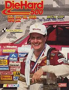 The 1989 Talladega DieHard 500 program cover, featuring Ken Schrader.